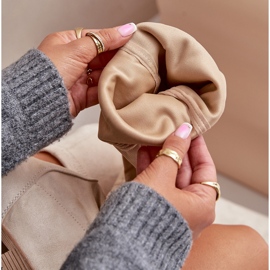 Erynn Cizme peste genunchi cu toc plat din piele intoarsa ecologica, Linnithia bej 2