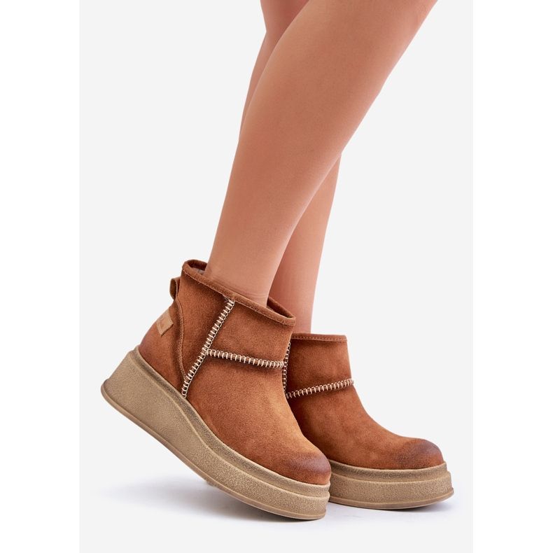 Cizme de zapada din piele intoarsa pe platforma si pane Maro Maciejka 06769-29 Maro 1