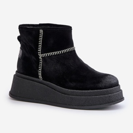 Cizme De Zapada De Piele De piele intoarsa Pe Platforma Si Pana Maciejka 06769-01 Negru 4