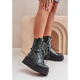 Cizme Muncitor Piele Pe Platforma Si Pana Maciejka 06676-09 Verde 2