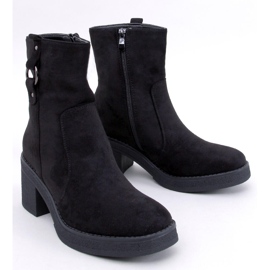 Botine Cooke Black cu toc lat negru 1