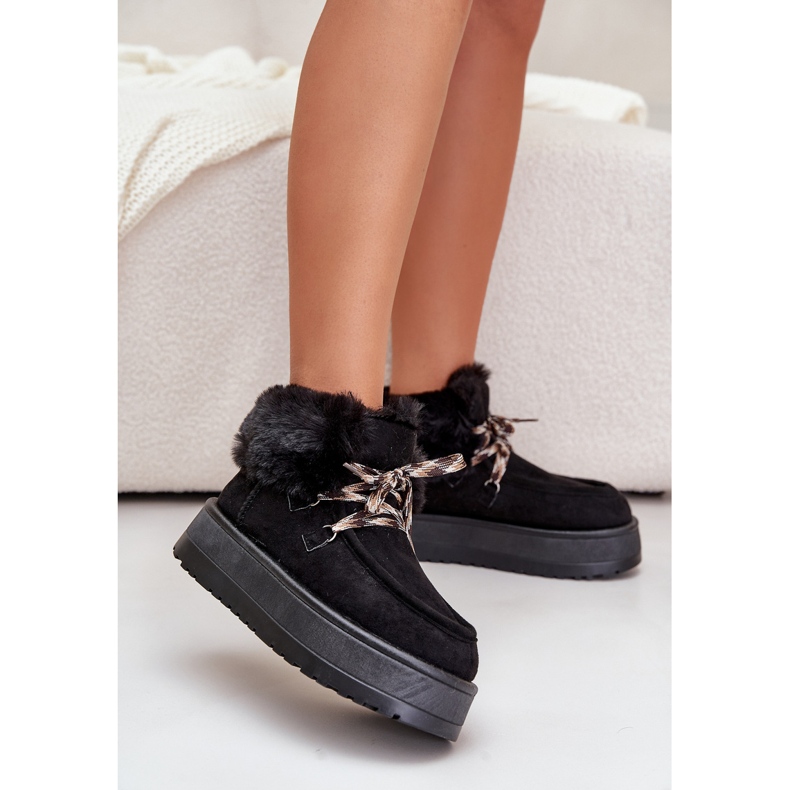 Cizme De Zăpadă De Damă Cu Platformă Joasă Cu Blană, Neathren Neathren negru 2