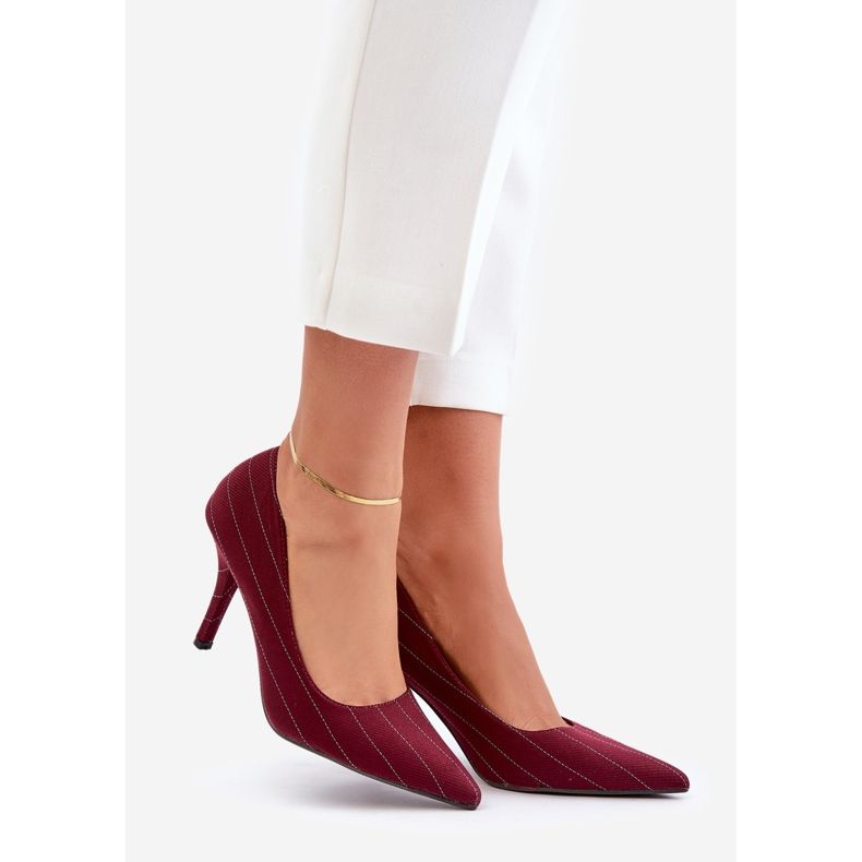 Tocuri Înalte Damă în dungi Burgundy Tifidra roșu 1