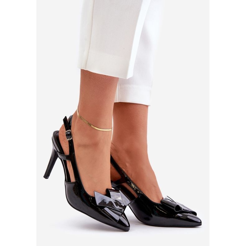 Toc Înalt Negru Auroravia Brevet Cu Toc Deschis 1