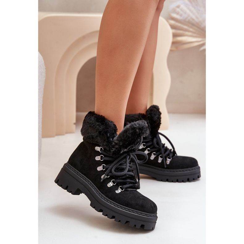 Trappers Damă Cu șireturi, Cu Blană, Vaminia Neagră negru 2 Trappers Damă Cu șireturi, Cu Blană, Vaminia Neagră negru 2