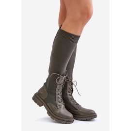 Cizme slip-on cu partea superioară a șosetei, Iranel verde închis 1 Cizme slip-on cu partea superioară a șosetei, Iranel verde închis 1