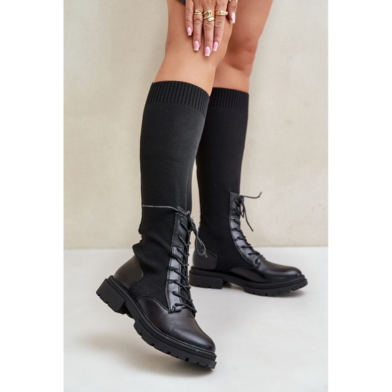 Cizme Iranel Negre Slip-On Cu Față De șosetă negru 2