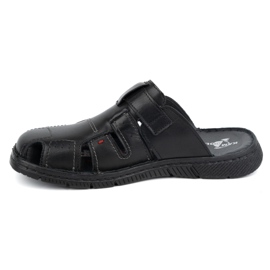 Papuci de piele pentru bărbați KAMPOL Polskie stogie 221KAM negru 1 Papuci de piele pentru bărbați KAMPOL Polskie stogie 221KAM negru 1