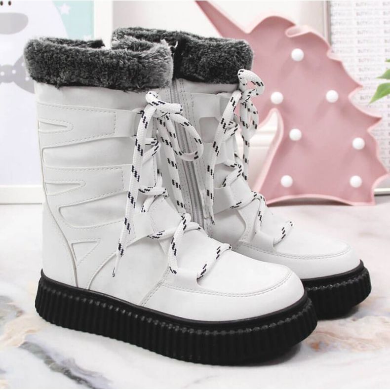 Cizme de blană Potocki Jr. WOL123B alb 1