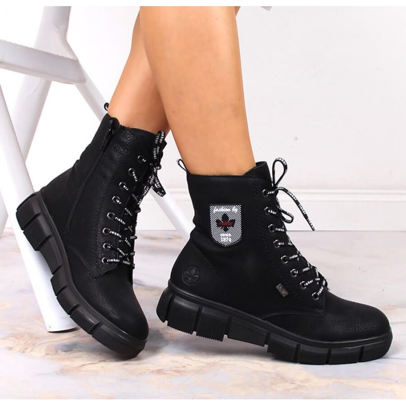 Cizme confortabile impermeabile Rieker W RKR557 negru 1