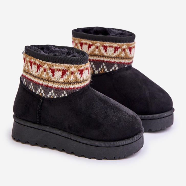 Cizme De Zapada Slip-On Copii Cu Model, Captusita cu Blana, Mirirae Neagra negru 1