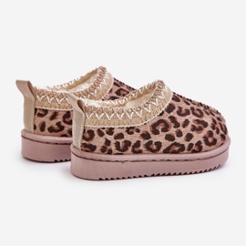 Cizme de Zapada Copii cu Motiv Leopard pe Platforma, Calzi cu Blana, Maro Vilabria bej 1