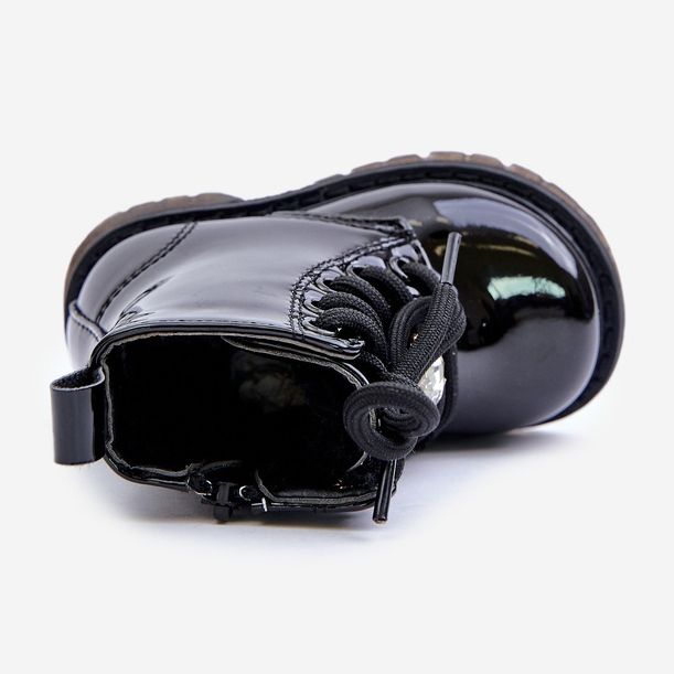 Botine izolate pentru copii, patentate, cu ursuleț și fermoar, Black Enchanta negru 2