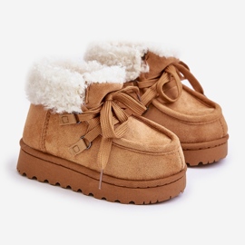 Cizme de zapada pentru copii izolate cu blana Camel Adelane maro 1
