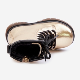 Cizme izolate fete cu fermoar lacuit, Gold Novita de aur 2