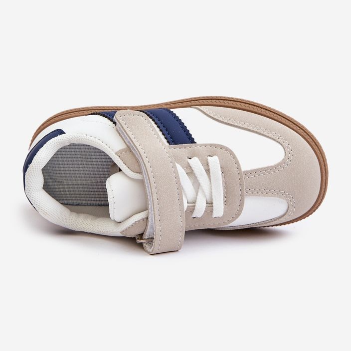 Pantofi pentru copii cu velcro Tromella alb si albastru 2
