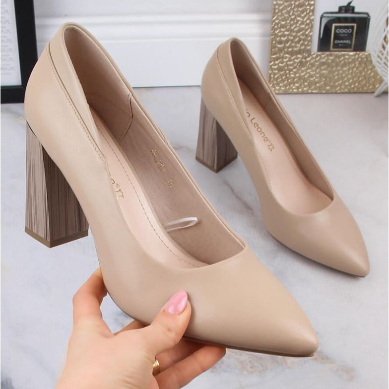 Pompe cu toc înalt Sergio Leone W SK404A bej 2