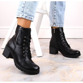 Botine cu toc inalt si platforma Potocki W WOL177A, negre negru 3