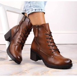 Botine cu toc înalt și platformă Potocki W WOL177B camel maro 2