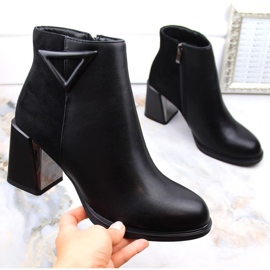 Botine izolate cu toc înalt decorativ D&amp;A S.Barski Premium Collection W OLI238 negru 1
