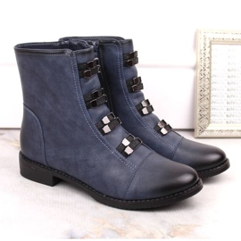 Botine izolate cu toc plat Jezzi W JEZ260C, albastre albastru 2