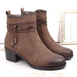 Botine izolate cu toc inalt Jezzi W JEZ415B cu decor, maro 1