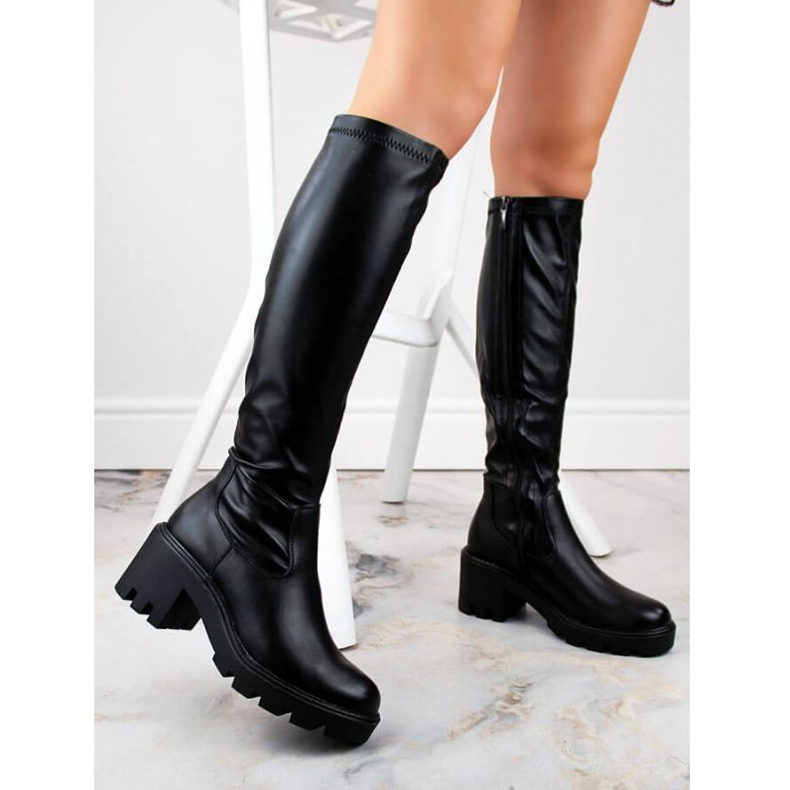 Cizme Potocki pe toc înalt și platformă W SZ12267 WOL196 negru 1