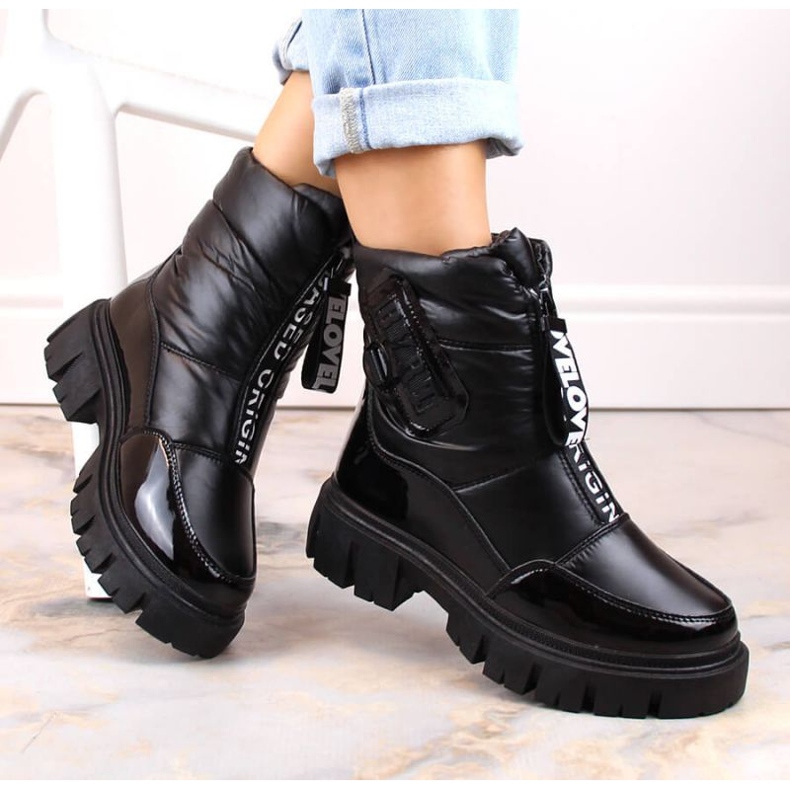 Filippo W PAW498A cizme de zăpadă izolate negre cu fermoar negru 2