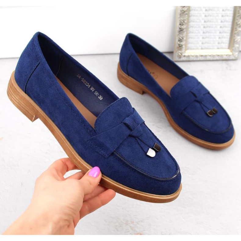 Vinceza W JAN281 pantofi de piele intoarsa albastra cu toc joasa albastru 1