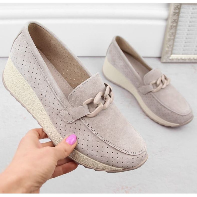 Filippo W PAW507A pantofi din piele intoarsa bej 2