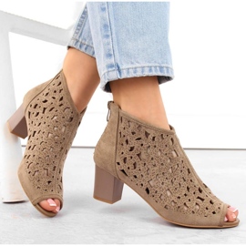 Cizme din piele intoarsa Jezzi W JEZ428 maro deschis 2