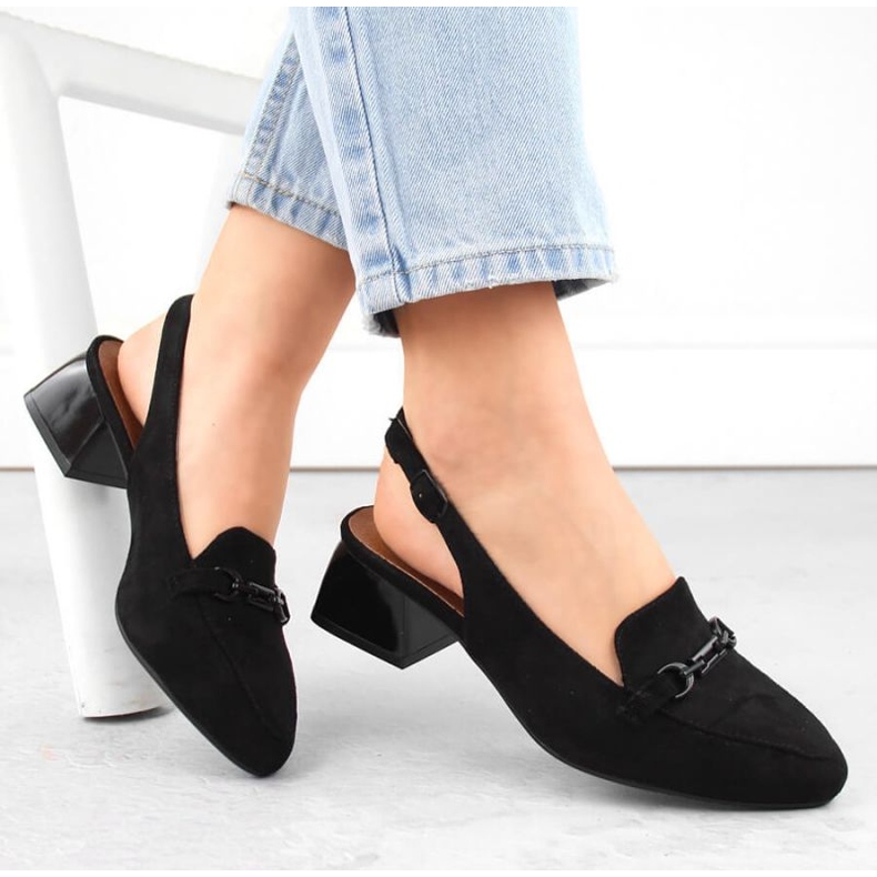 Sandale din piele intoarsa cu toc inalt M.Daszyński W SAN36A, negre negru 1