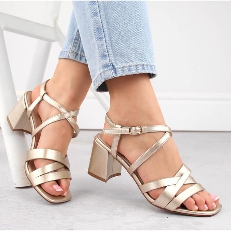 Sandale cu toc Sergio Leone W SK437 auriu de aur 1