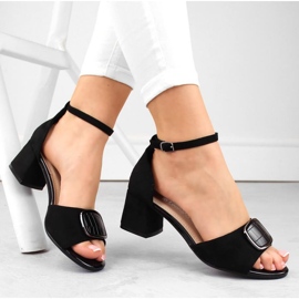 Sandale cu toc înalt Sergio Leone W SK444A din piele intoarsa, negre negru 1