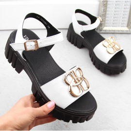 Vinceza W JAN301C sandale din piele cu toc și platformă, albe 1