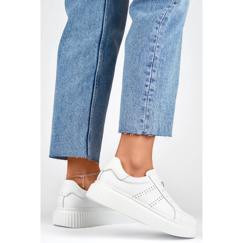 Goodin Pantofi sport dama din piele pe platforma, alb GD-RS2007W 1