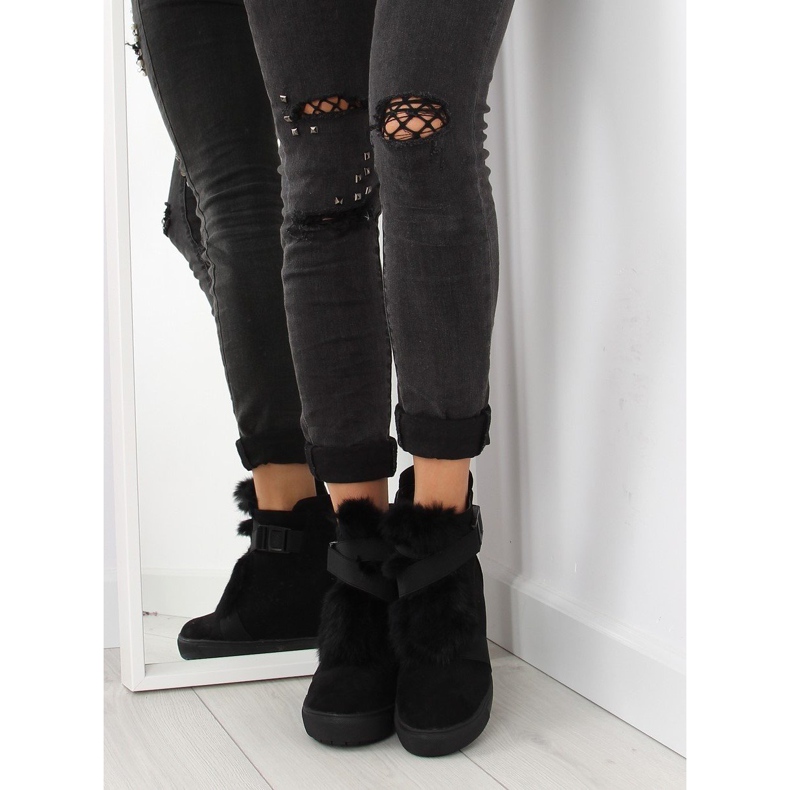 Adidași cu blană neagră 3123 negru 2