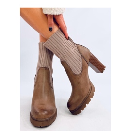 Botine kaki cu toc maro 2 Botine kaki cu toc maro 2