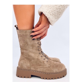 Cizme Centro Khakisuede cu siret cu papion - Inello bej 1