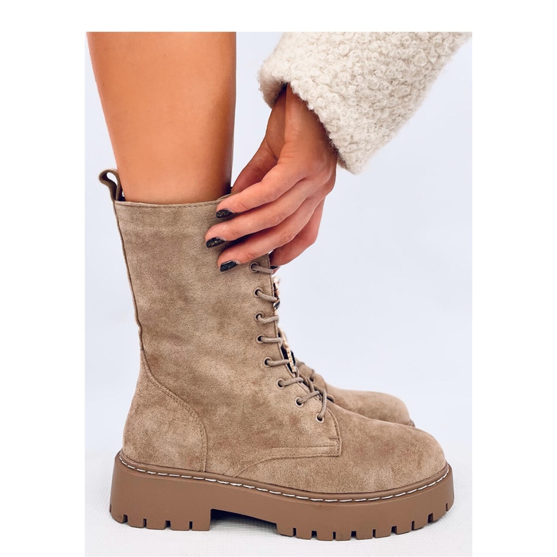 Cizme Centro Khakisuede cu siret cu papion - Inello bej 1