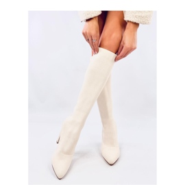 Cizme elastice cu toc inalt Elisha Beige - Inello bej 2