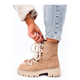 Botine cu siret cu sireturi groase Smiless Khaki - Inello bej 1