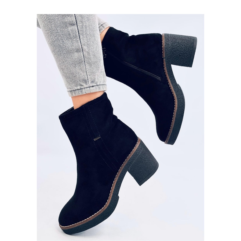 Botine negre cu toc stabil negru 1