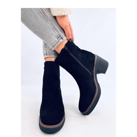 Botine negre cu toc stabil negru 2