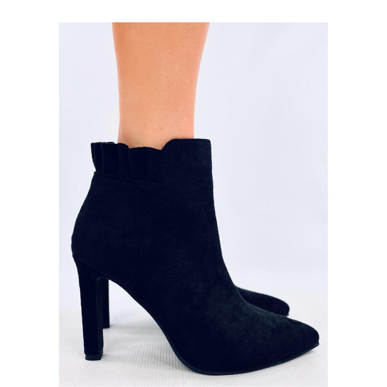 Mariah Botine negre din piele intoarsa cu toc inalt - Inello negru 1