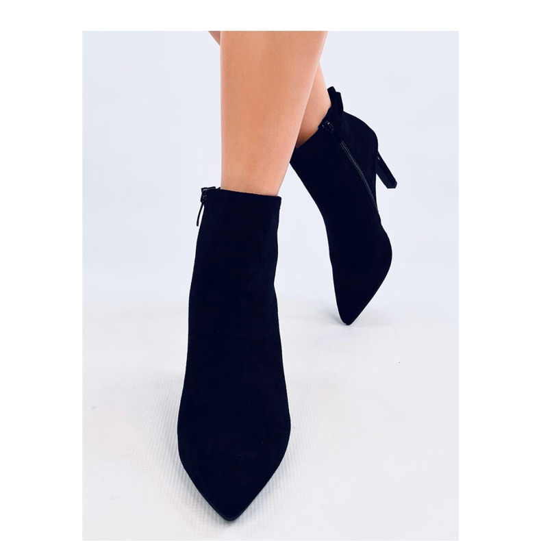 Mariah Botine negre din piele intoarsa cu toc inalt - Inello negru 2