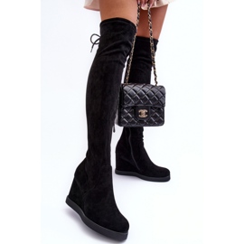 Cizme peste genunchi NS362P Black Suede negru 1
