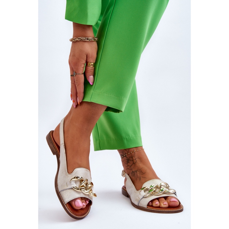 Step in style Sandale Model Lewski Pantofi 3230 Bej/Auriu - Pas în stil 1