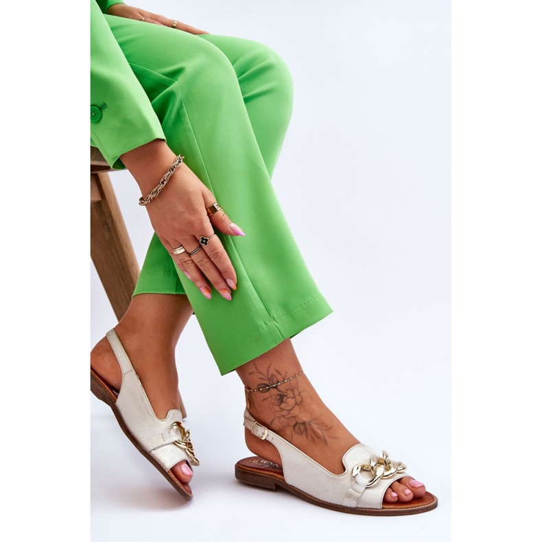 Step in style Sandale Model Lewski Pantofi 3230 Bej/Auriu - Pas în stil 2