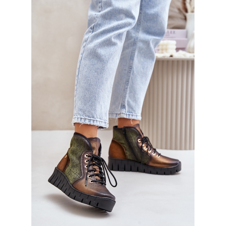 Maciejka 06702-09 Botine verzi/aurii verde 1